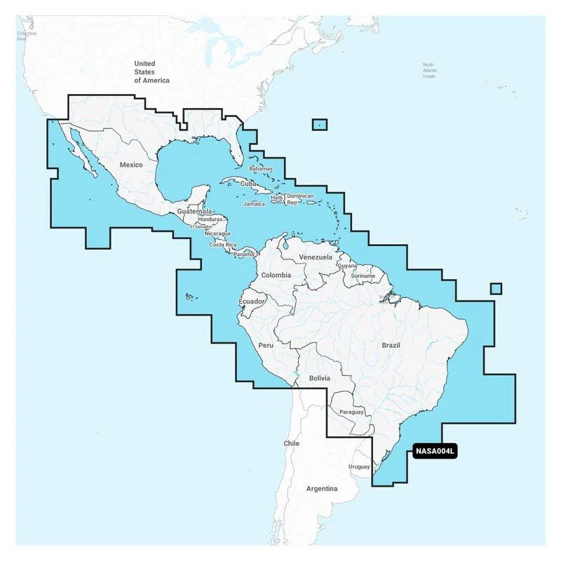 Navionics+ SA004L Mexico, Caribbean to Brazil, Electronic Chart